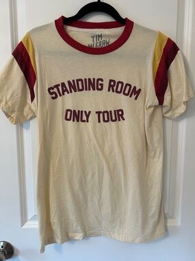 macgraw Cream Ringer Tee with Burgundy & Yellow Accents